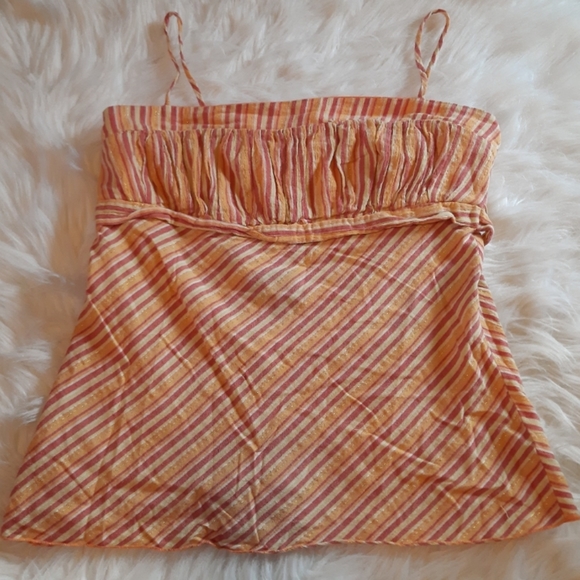 Striped Runched Bandeau Tie Back Charlotte Russe Top - Picture 3 of 8